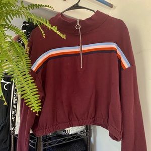Burgundy tracksuit with stripes on the side